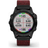 Часы GARMIN FENIX 6 SAPPHIRE BLACK DLC WITH HEATHERED RED NYLON BAND 10290